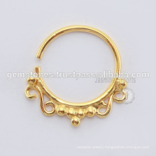 Handmade Gold Plated Tribal Septum Ring, Wholesale 925 Sterling Silver Nose Ring Septum Piercing Jewelry